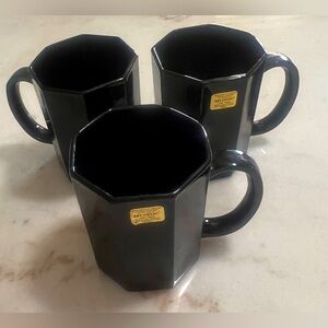 Black Octagonal Mugs Set